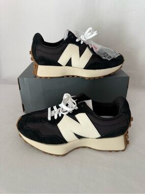 Womens New Balance 327 Black with white and mineral red Shoes